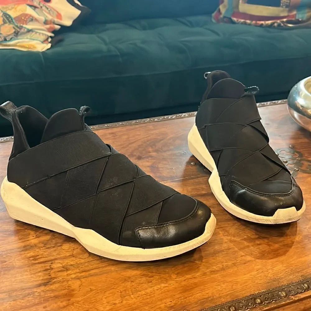 ASH Quid Black Leather/Neoprene Sneaker, 37 EU/6.5-7 US!